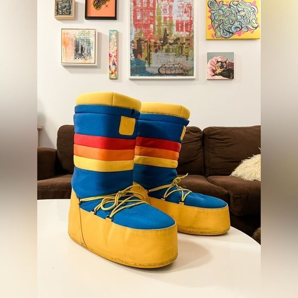 🌈RARE🌈 Adidas Retro Moonboots! Size US Men’s 8.5 / Women’s 10 - Picture 6 of 8